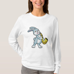 Camiseta Coelhinha em Música com Saxofone
