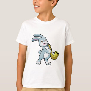 Camiseta Coelhinha em Música com Saxofone