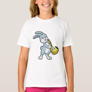 Camiseta Coelhinha em Música com Saxofone