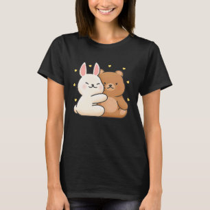 Camiseta Coelhinho Bonito Abraço Coelhinho e Urso Que Compa