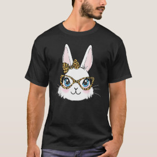 Camiseta Coelhinho Bonito Com Óculos De Arma Leopardo Bubbl