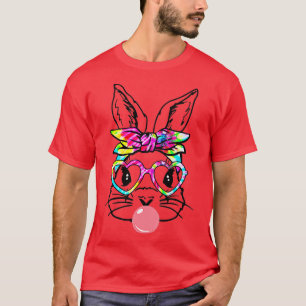 Camiseta Coelhinho Bonito Com Óculos De Coração Bandana Bub