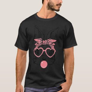 Camiseta Coelhinho Bonito Com Óculos De Coração Bandana Bub