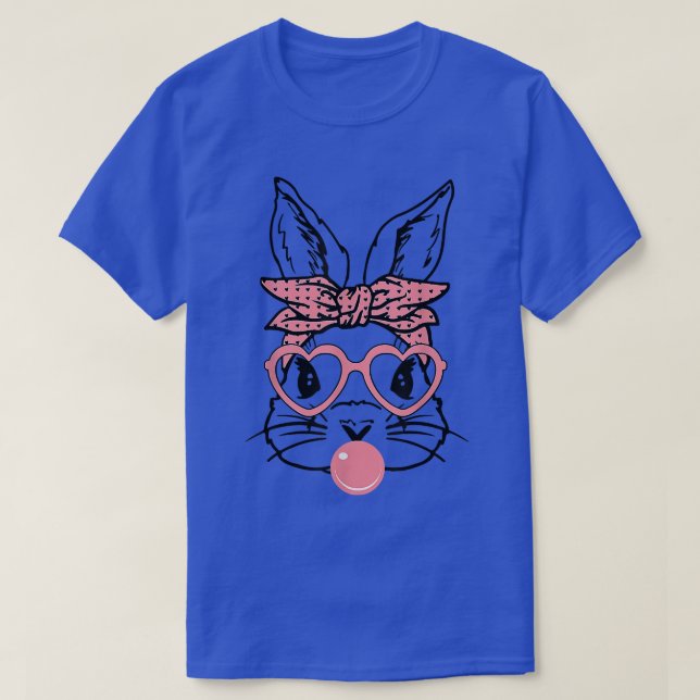 Camiseta Coelhinho Bonito Com Óculos De Coração Bandana Bub (Frente do Design)