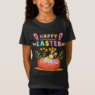 Camiseta Coelhinho Bonito Do Dia Do felz pascoa Com Ovos -