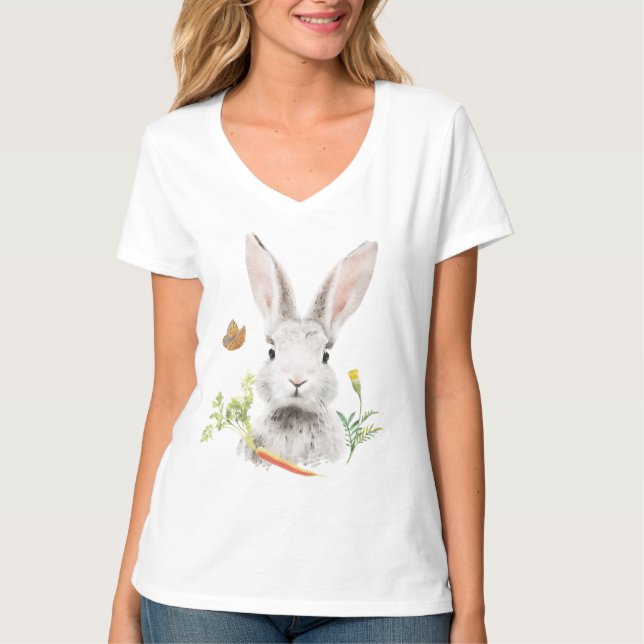 Camiseta Coelhinho bonito e cenoura (Frente)