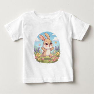 Camiseta Coelhinho Bonito Fazendo Compras em Campo Flor