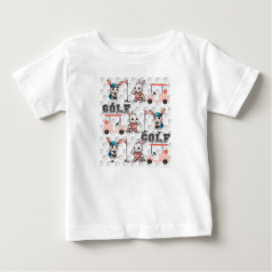 Camiseta Coelhinho Bonito Jogando Impressão Dourado