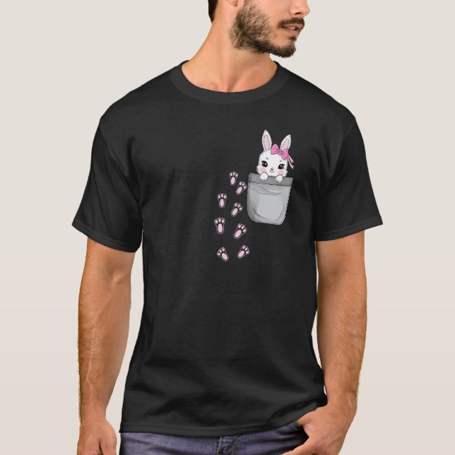 Camiseta Coelhinho Bonito No Coelho Da Páscoa De Bolso Para (Frente)