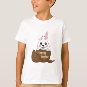 Camiseta Coelhinho Branco Bonito em Felz pascoa de Ovo de C