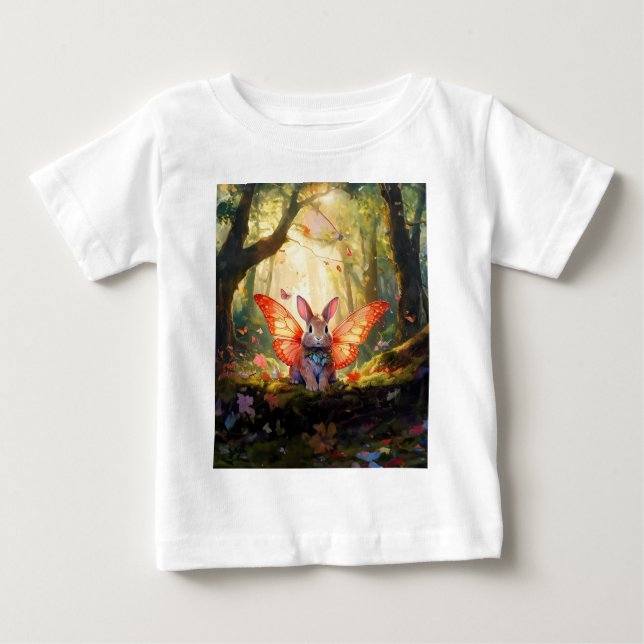 Camiseta Coelhinho branco numa floresta encantada (Frente)