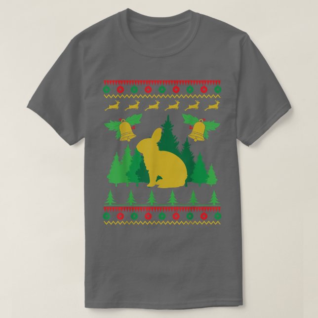 Camiseta Coelhinho com estilo de Natal feio  (Frente do Design)