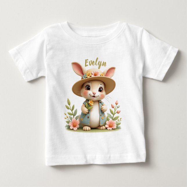 Camiseta Coelhinho Com Flores (Frente)