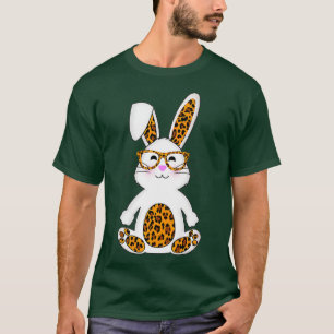 Camiseta Coelhinho com óculos escuros Páscoa-leopardo