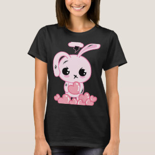 Camiseta Coelhinho Cor-de-rosa-Gótico Pastel Sob Tempestade
