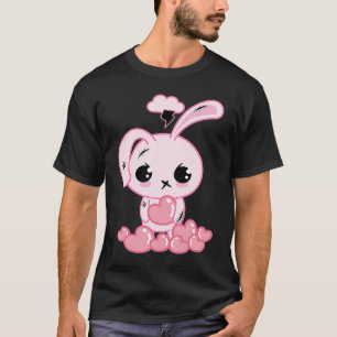 Camiseta Coelhinho Cor-de-rosa-Gótico Pastel Sob Tempestade