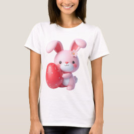 Camiseta Coelhinho Da Páscoa 3D Segurando Ovo