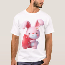 Camiseta Coelhinho Da Páscoa 3D Segurando Ovo