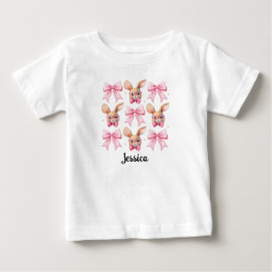 Camiseta Coelhinho da Páscoa com Laço Coquette Nome Persona