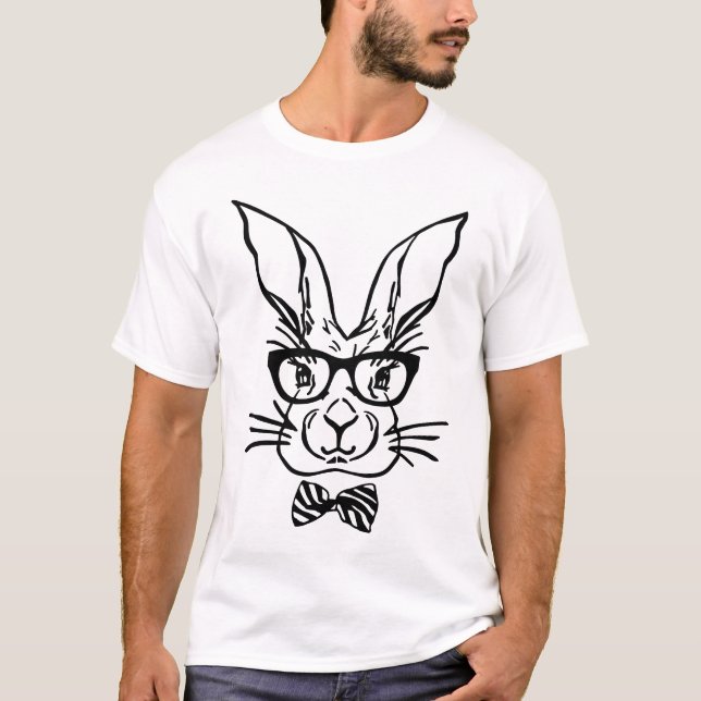 Camiseta Coelhinho da Páscoa de Hipster Bonito (Frente)