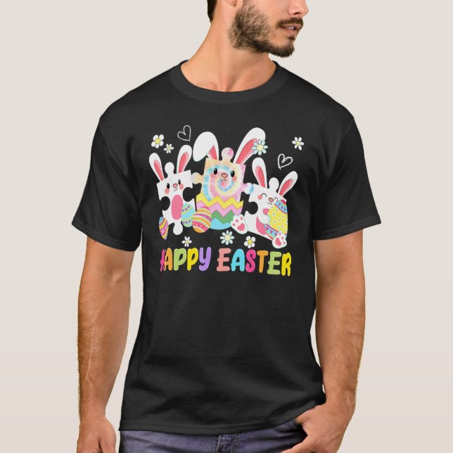 Camiseta Coelhinho da Páscoa de Quebra-Cabeça Fofo Conscien (Frente)