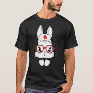 Camiseta Coelhinho da Páscoa Enfermeira Fofa com Óculos Fel