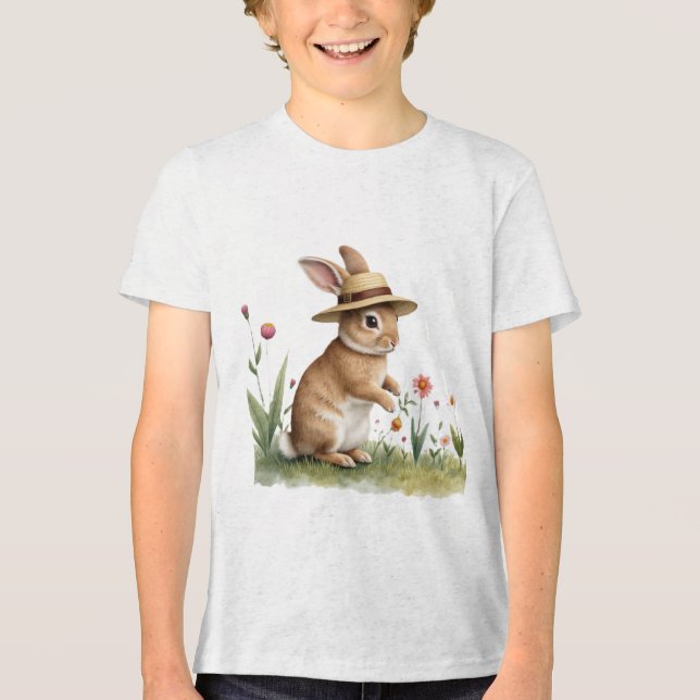 Camiseta coelhinho da páscoa jardineiro (Frente)