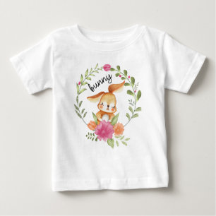 Camiseta Coelhinho de aquarelas bonitas e Páscoa de coroa f