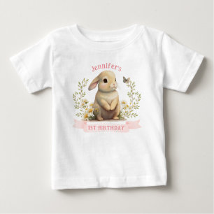Camiseta Coelhinho de bebê bonito com Páscoa de borboleta A