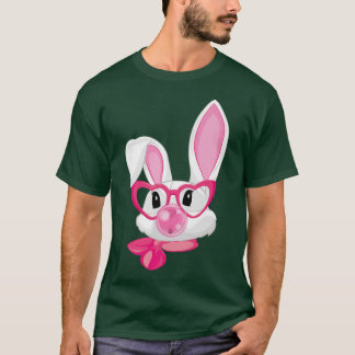 Camiseta Coelhinho De Bublegum Bonito Com Óculos Rosa Engra