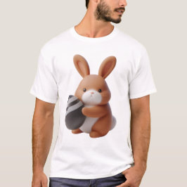 Camiseta Coelhinho de Páscoa 3D animado com ovo Decorado