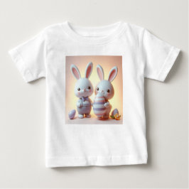 Camiseta Coelhinho de Páscoa 3D charmoso com ovo Festivo
