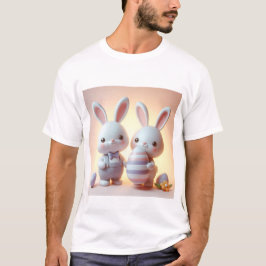 Camiseta Coelhinho de Páscoa 3D charmoso com ovo Festivo