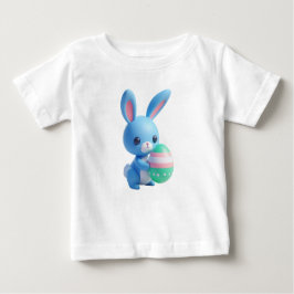 Camiseta Coelhinho de Páscoa 3D Repleto Segurando um Ovo Co