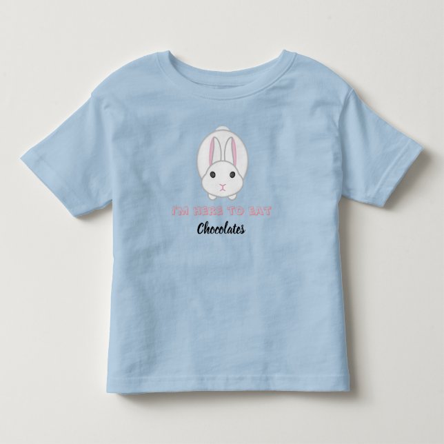 Camiseta Coelhinho de Páscoa à espera de comer chocolate (Frente)