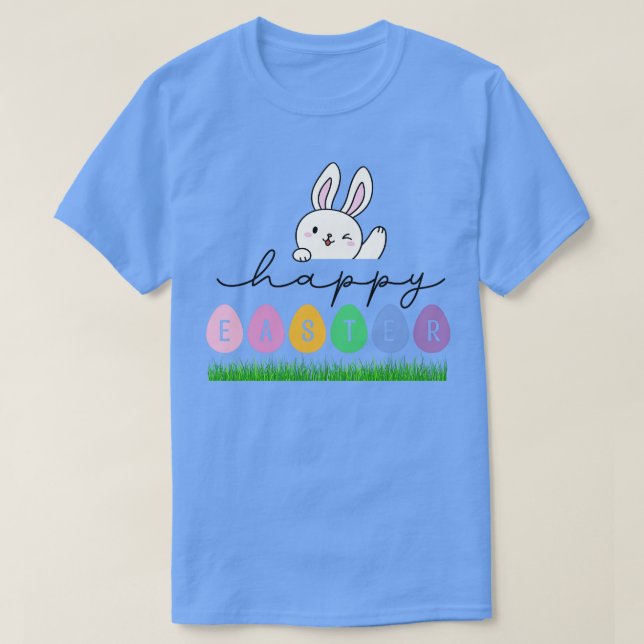 Camiseta Coelhinho de Páscoa Belos Ovos de Páscoa (Frente do Design)