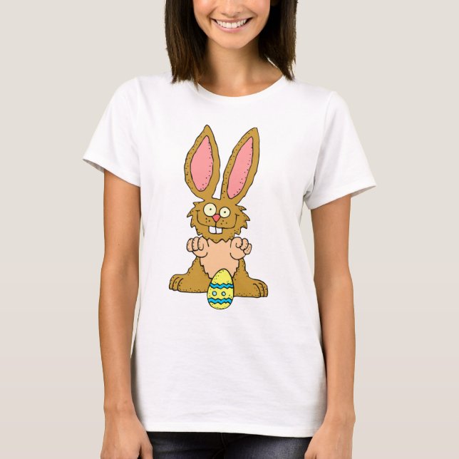 Camiseta Coelhinho de Páscoa castanho com Ovo Decorado (Frente)