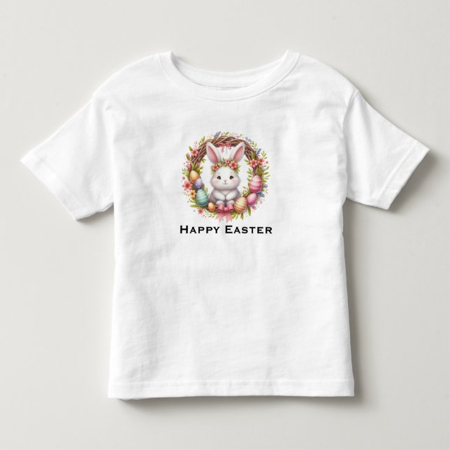Camiseta Coelhinho de Páscoa com Ovos de Páscoa e Pavimento (Frente)