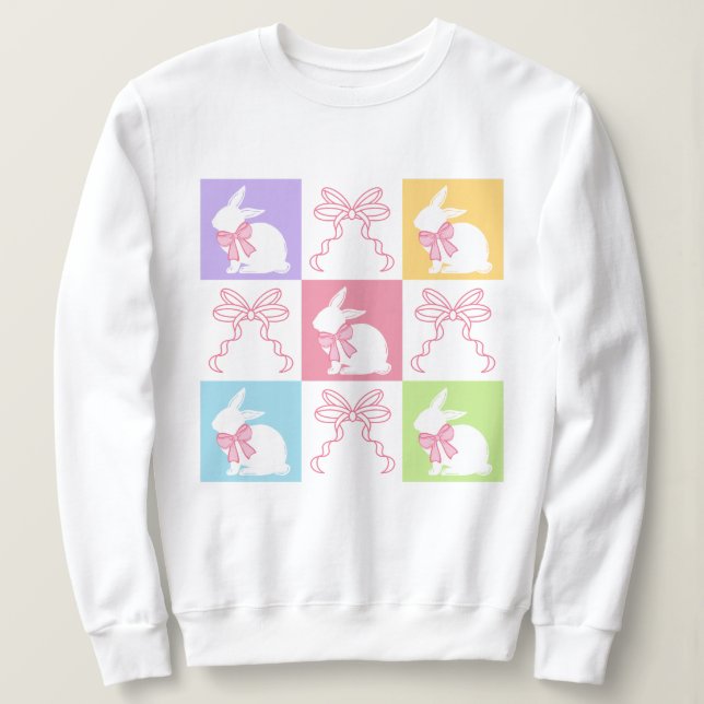 Camiseta Coelhinho de Páscoa de Pastel Controlado com Arcos (Frente do Design)