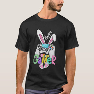Camiseta Coelhinho de Páscoa do Gamer Feliz Controle de Jog