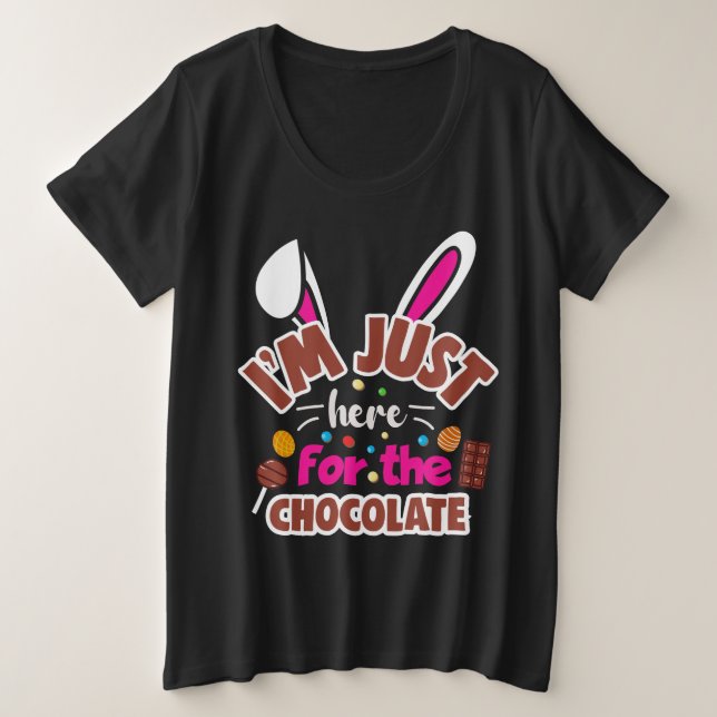Camiseta Coelhinho de Páscoa... Estou aqui para o Chocolate (Frente do Design)
