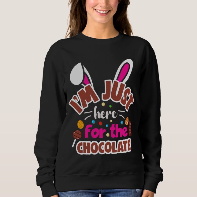 Camiseta Coelhinho de Páscoa... Estou aqui para o Chocolate (Frente)