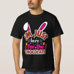 Camiseta Coelhinho de Páscoa... Estou aqui para o Chocolate