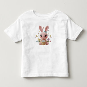 Camiseta Coelhinho de Páscoa Fofo Crochet Estilo Arte Paste