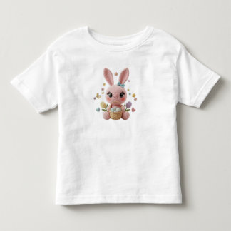 Camiseta Coelhinho de Páscoa Fofo Crochet Estilo Arte Paste