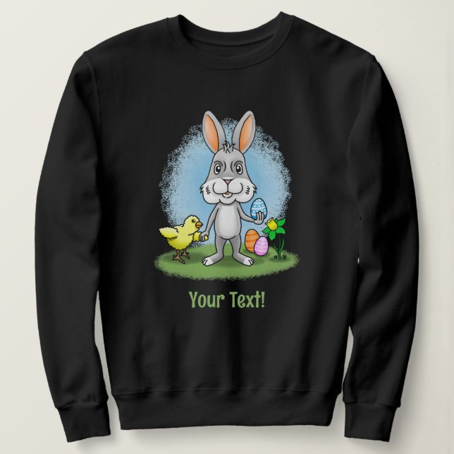 Camiseta Coelhinho de Páscoa fofo e a Galinha (Frente do Design)
