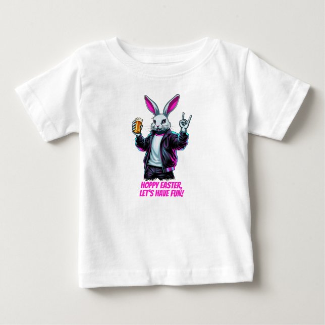 Camiseta Coelhinho de Páscoa ruim! Páscoa Hoppy, vamos nos  (Frente)