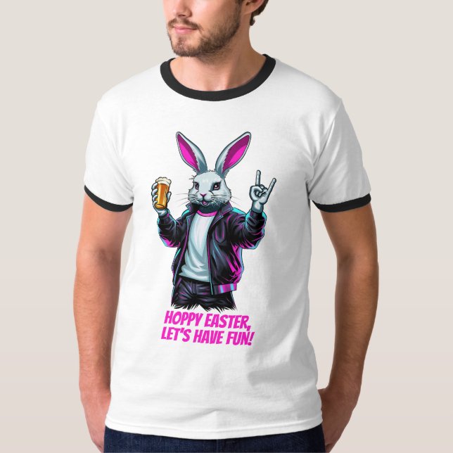 Camiseta Coelhinho de Páscoa ruim! Páscoa Hoppy, vamos nos  (Frente)