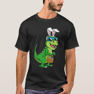 Camiseta Coelhinho De Páscoa T Rex Com Uma Cesta De Ovos En