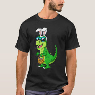 Camiseta Coelhinho De Páscoa T Rex Com Uma Cesta De Ovos En